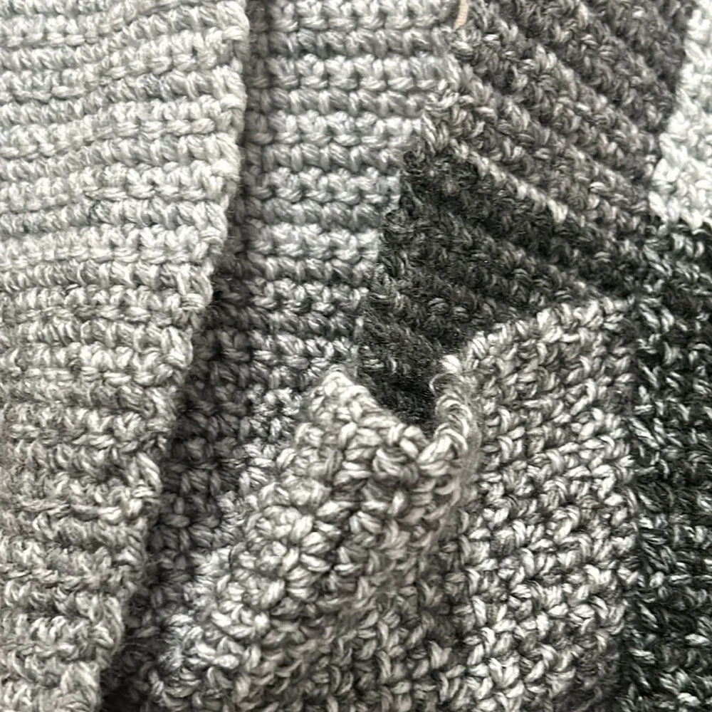 Gray and Black Knit Handmade Infinity Scarf